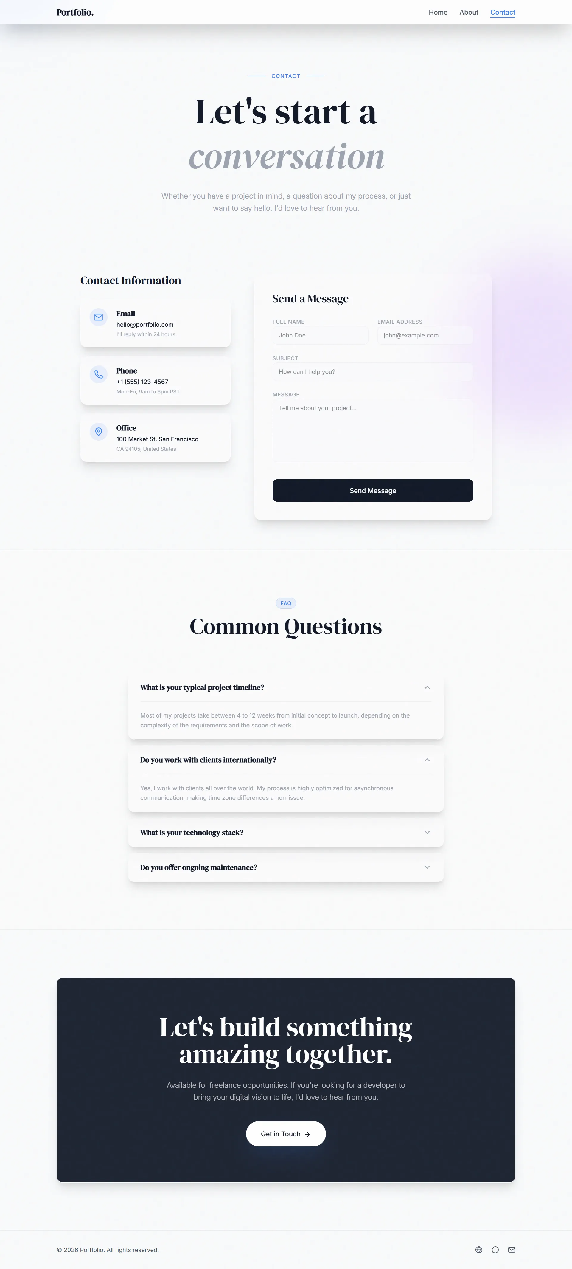 Portfolio Template - Contact
